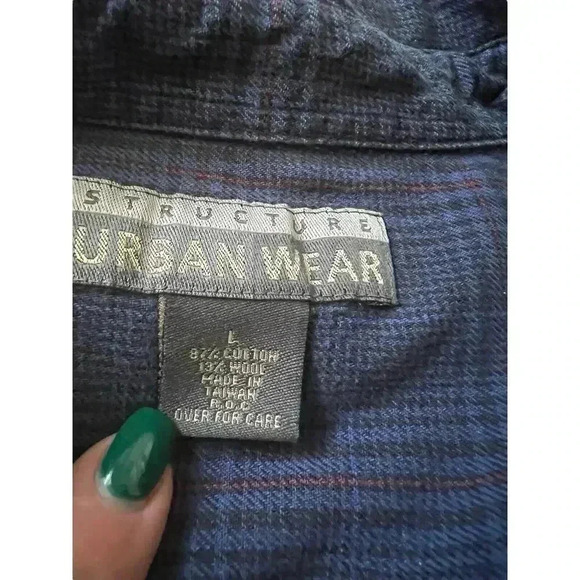 Structure Sz L Urbanwear Plaid Buttondown Shirt Cozy Heavyweight Outdoor - Picture 7 of 7